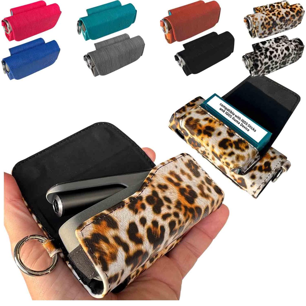 Designer hoesje voor IQOS Iluma accessoires - Leo bruin - Stijlvol en multifunctioneel - Ruimte voor TEREA sticks - ShopVlot