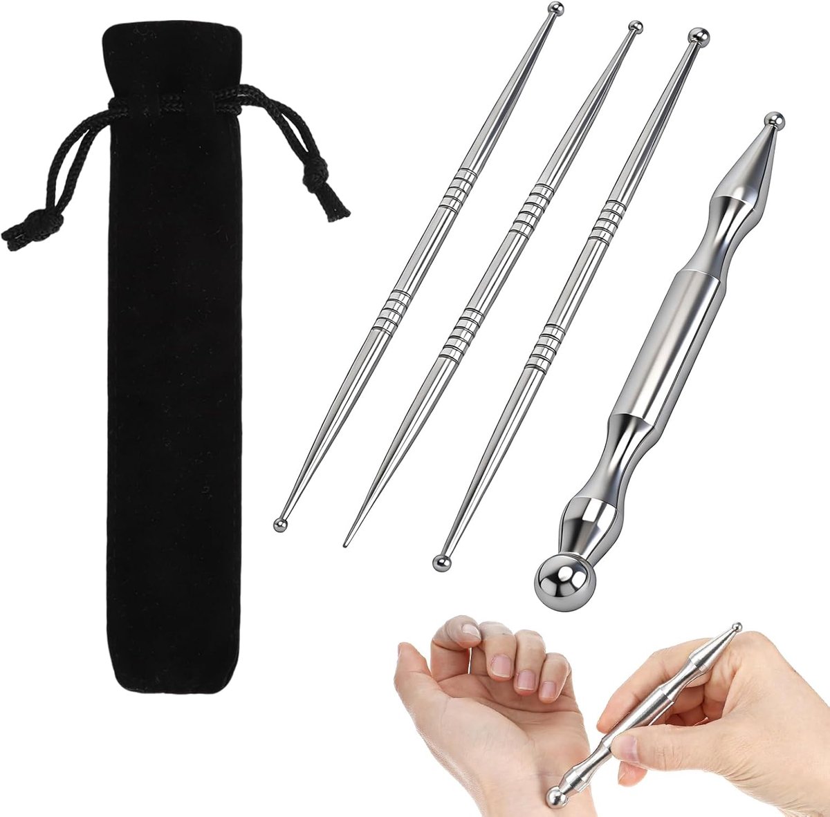 Acupressuurpen, 4 stuks, 12 cm, multifunctionele accupressuurstaaf voor spierontspanning, acupressuur en acupunctuur - ShopVlot