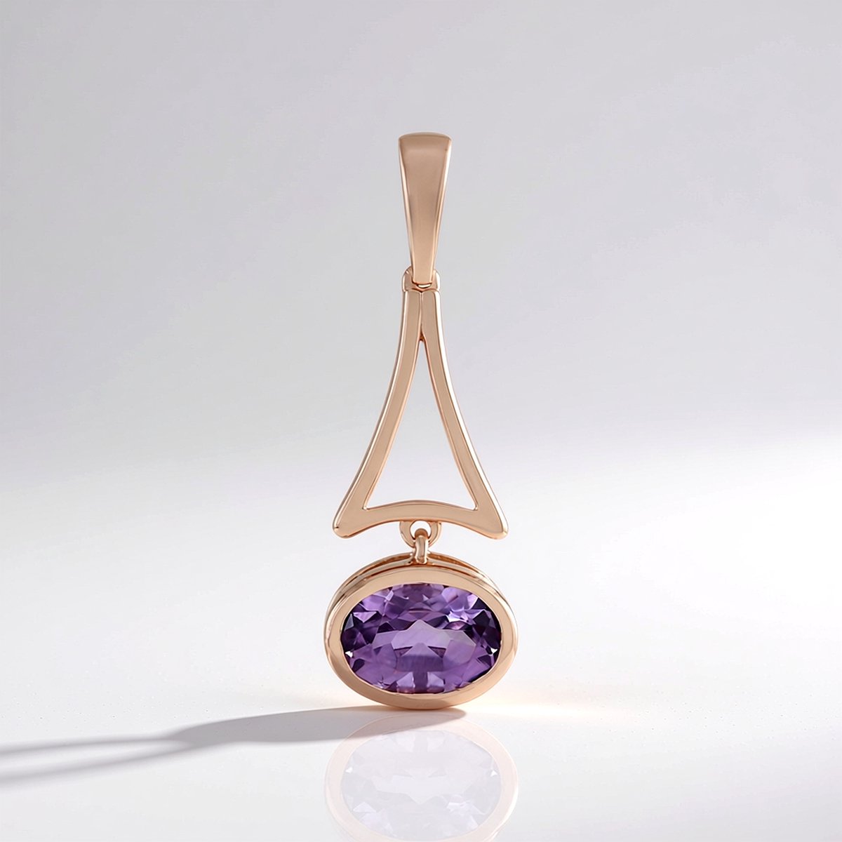 Cavill - Lavendel Amethist Hanger - 925 Sterling Zilver - 1,17 Ct Ovaal Geslepen Edelsteen - Roségoud Vergulde Bezel - Modern & Verfijnd Design