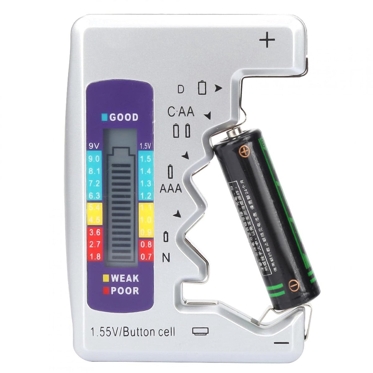 Batterijtester - Digitale batterijcapaciteitstester 90 x 60 mm - Geschikt voor diverse batterijformaten - ShopVlot
