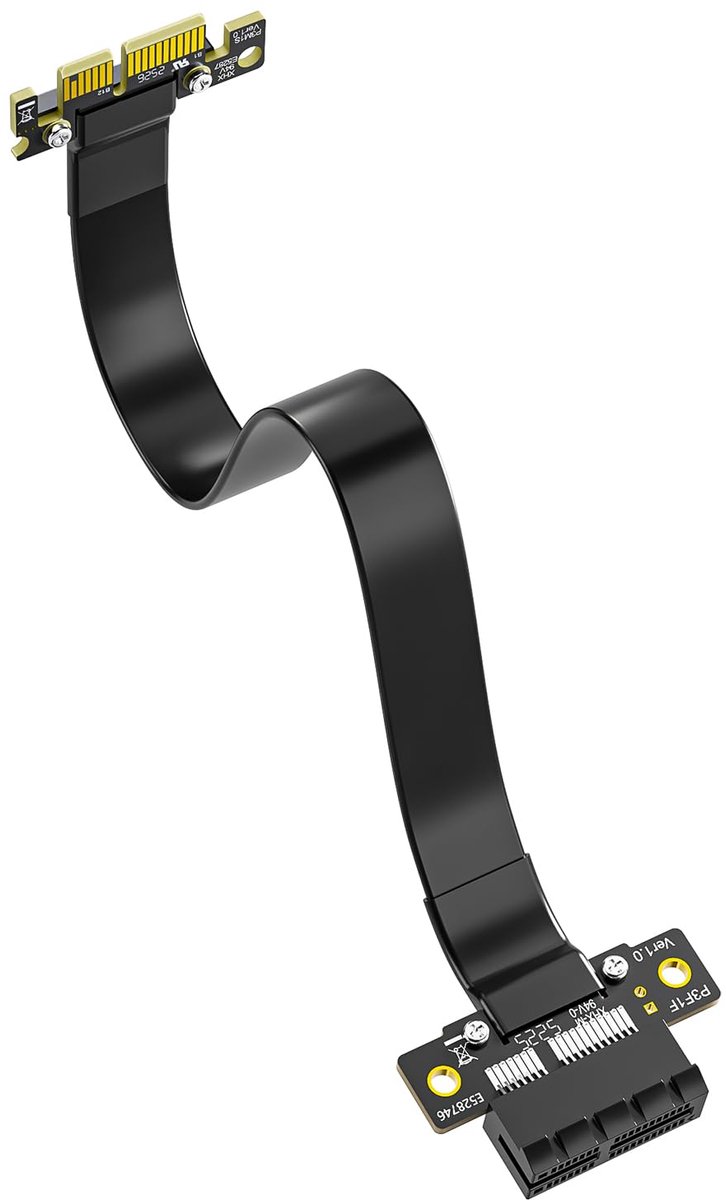 PCI Express 3.0 1X to 1X Extender Riser Cable, Anti-interference EMI Material, 180 Degree Cable, Black, 200mm - ShopVlot