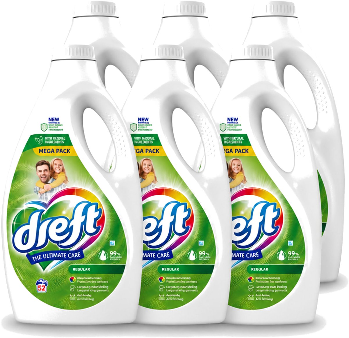 6 x Dreft – Regular – Vloeibaar Wasmiddel – 2,34 liter – 52 wasbeurten - Voordeelverpakking - 6 stuks