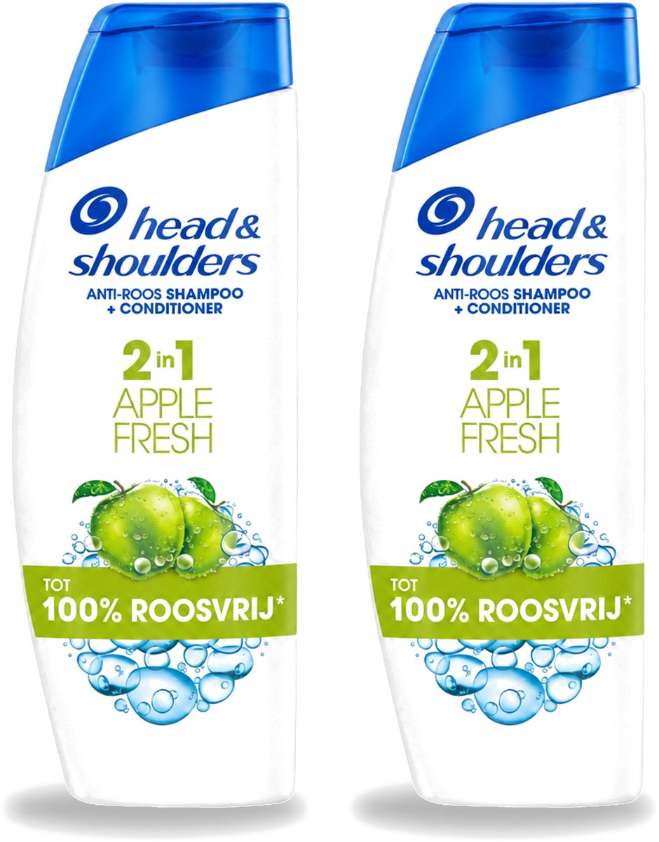 2 x Head & Shoulders - Shampoo - 2-in-1 - Apple Fresh - 100% Roosvrij - 300 ml - Voordeelverpakking - 2 stuks