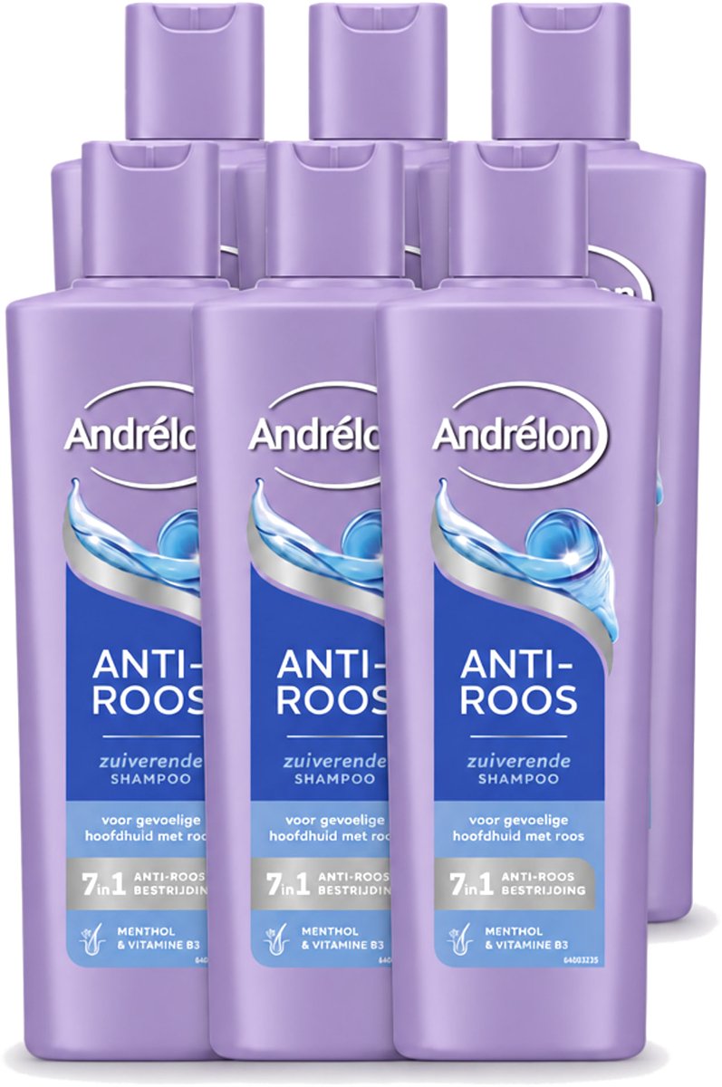 6 x Andrélon – Shampoo – Anti Roos – 250 ml - Voordeelverpakking - 6 stuks
