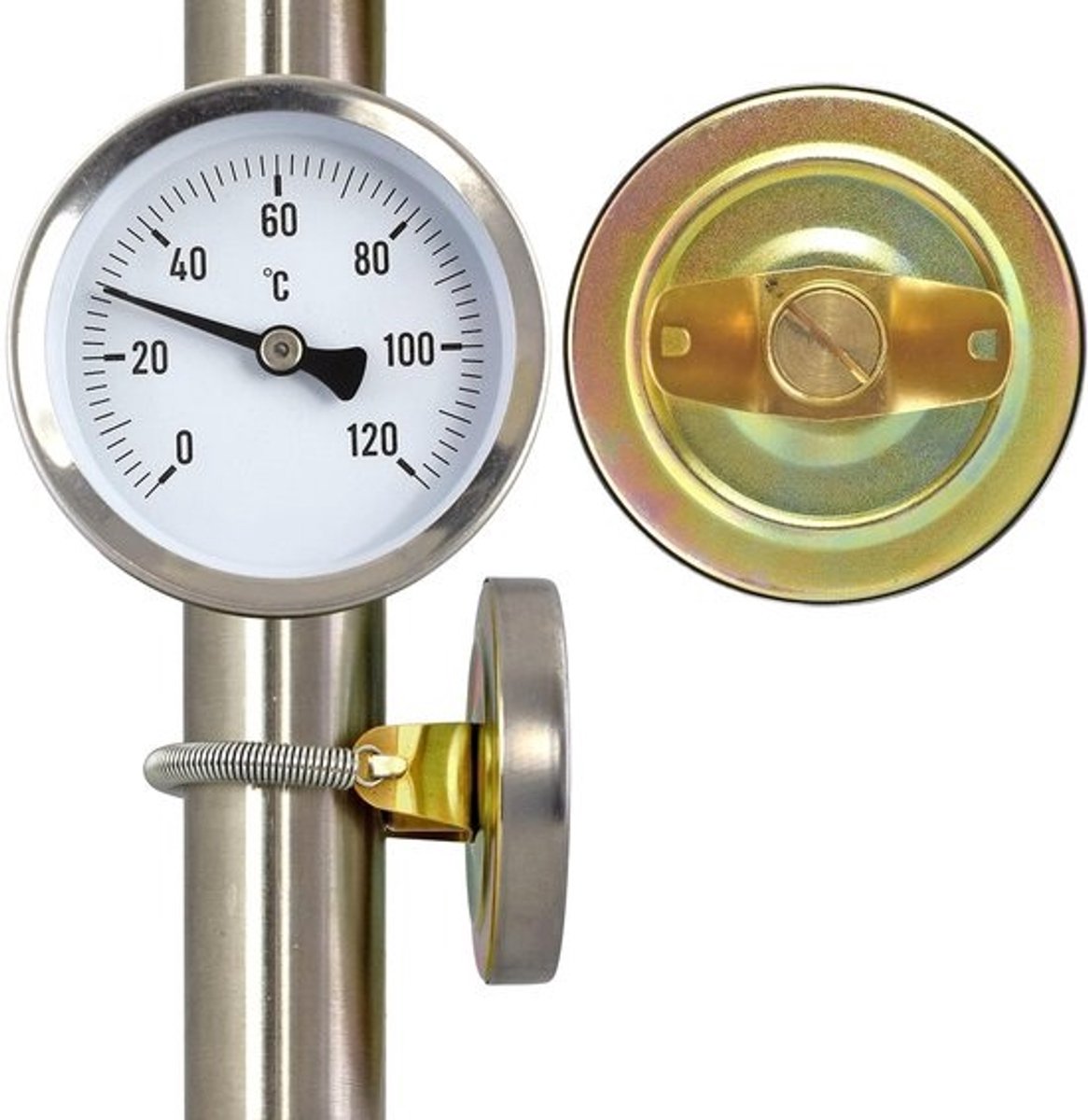 Analoge bimetalen buिसthermometer - 0-120°C - Met montageveer, inclusief