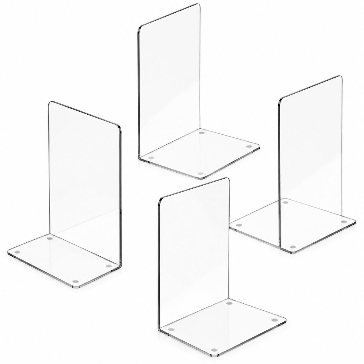 VHV - Boekensteun - 4 stuks - Transparant boekenstandaard - Boekensteunen - Boekenhouder - Plank organizer - Boeksteun - op kantoor