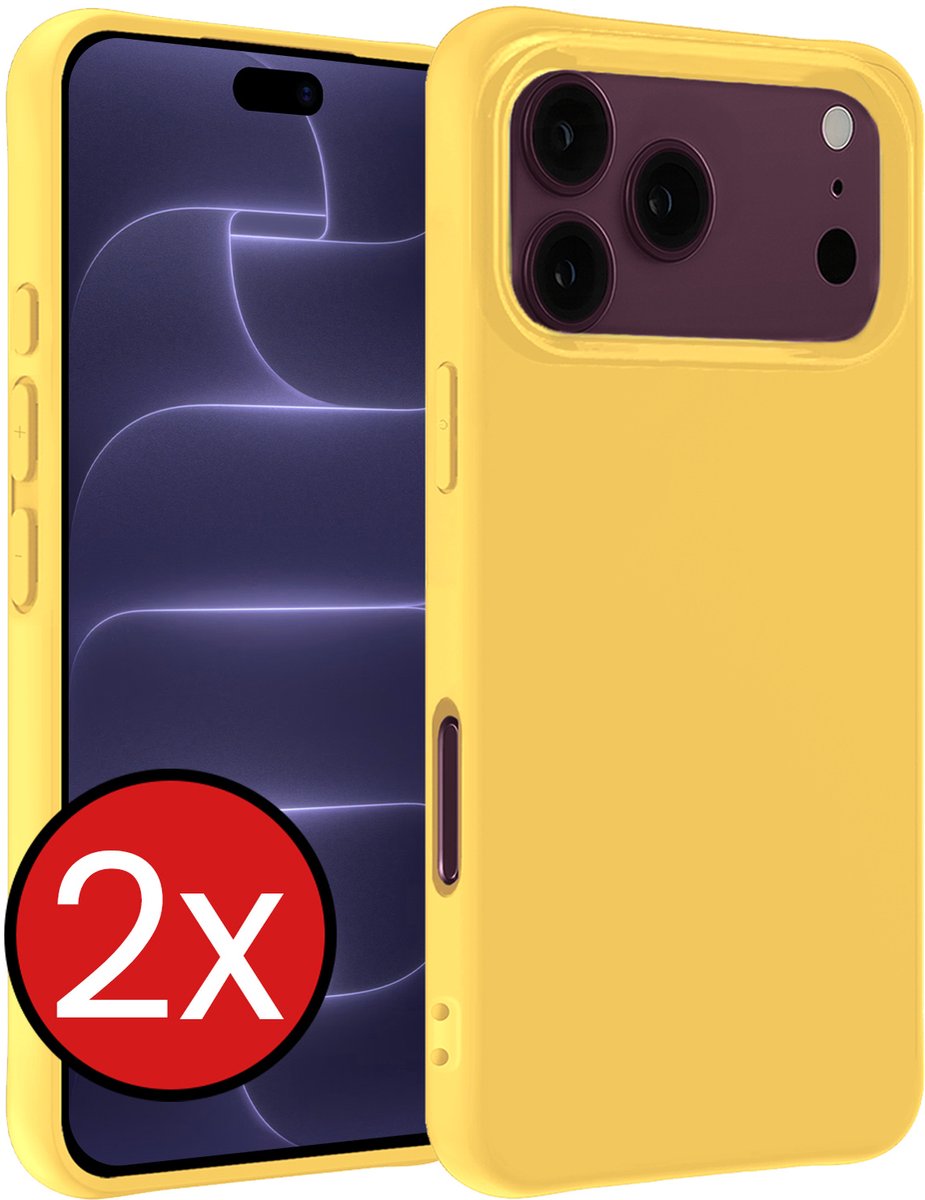 Hoesje - 2 Stuks - Geschikt voor Apple iPhone 18 Pro - Sterk & Shockproof - Telefoonhoes - Back Cover - Case Siliconen - Telefoon Hoes - Geel
