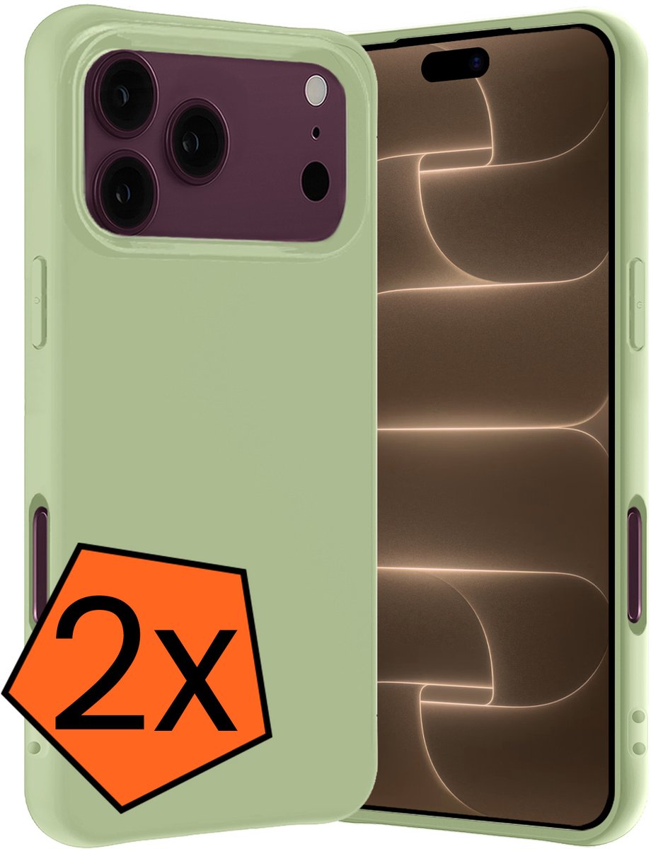 Hoes - 2 Stuks - Geschikt voor Apple iPhone 18 Pro - Sterk & Shockproof - Case Siliconen - Back Cover - Telefoon Hoes - Groen