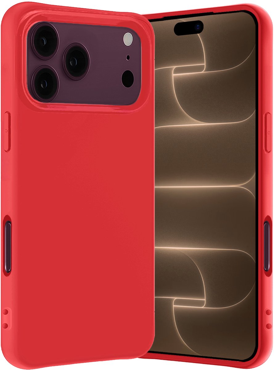 Hoes - Geschikt voor Apple iPhone 18 Pro - Sterk & Shockproof - Hoesje Cover - Siliconen Case - Rood