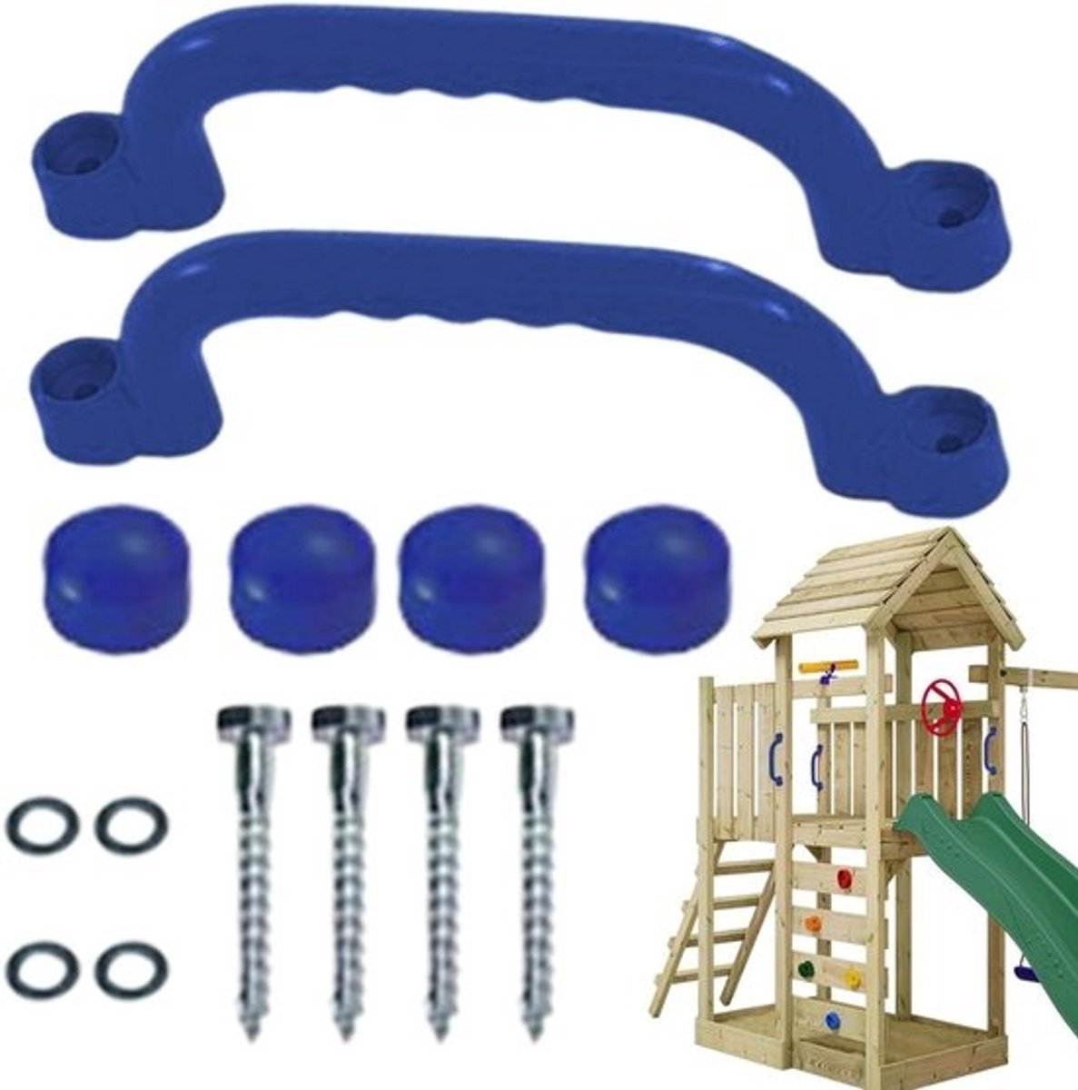Klimgrepen voor kinderen - Klimrekhandgrepen - Buitenspelen - Verbeterde veiligheidsgreep - 25.9 x 12.1 x 5.9 cm - Blauw