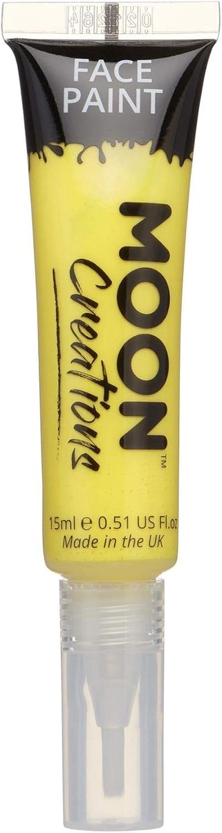 Moon Creations Face & Body Paints, Yellow, with Brush Applicator, 15ml Single - ShopVlot