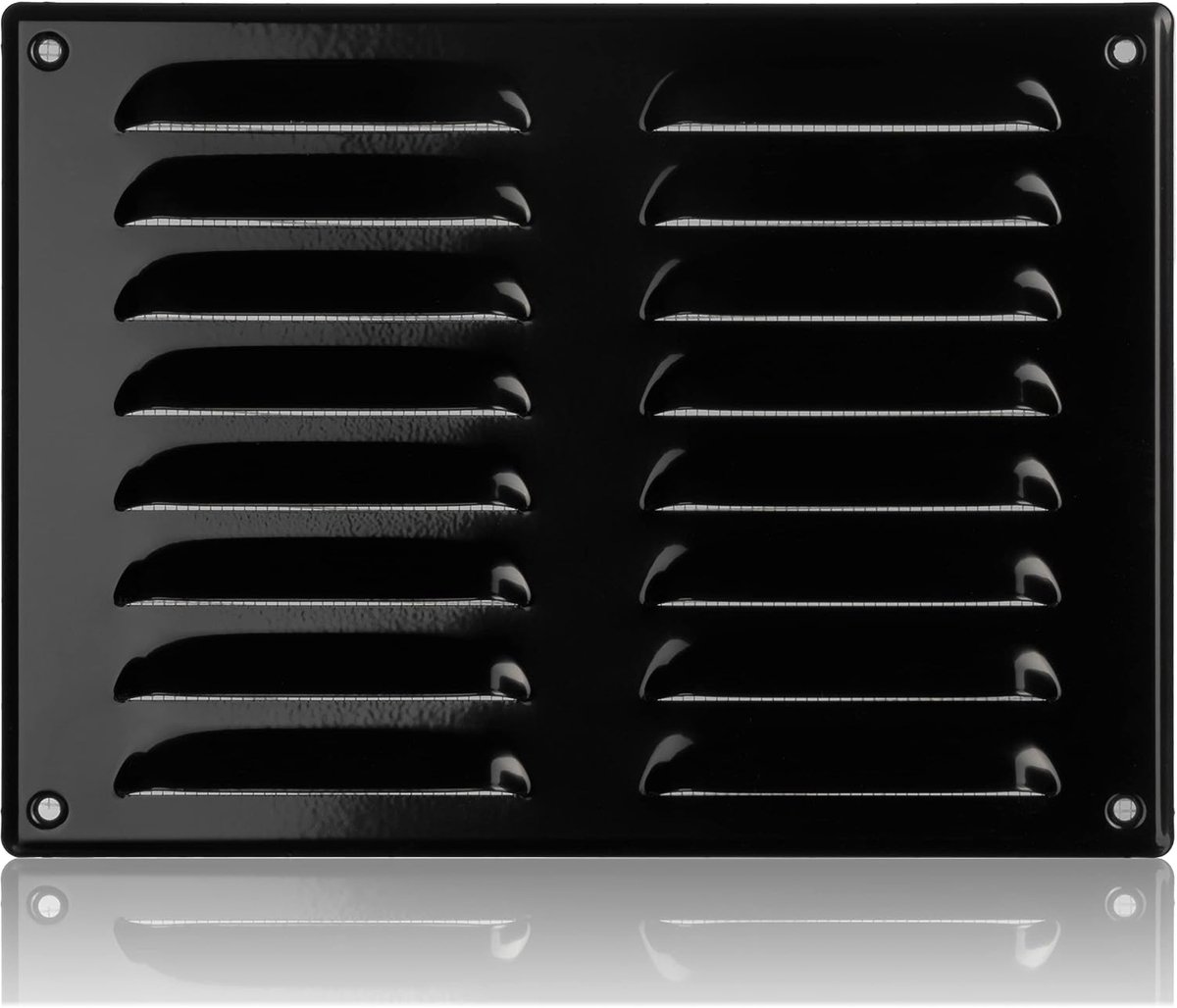 260x190mm Black Steel Ventilation Grille with Mosquito Mesh - Metal Ventilation Grills - ShopVlot