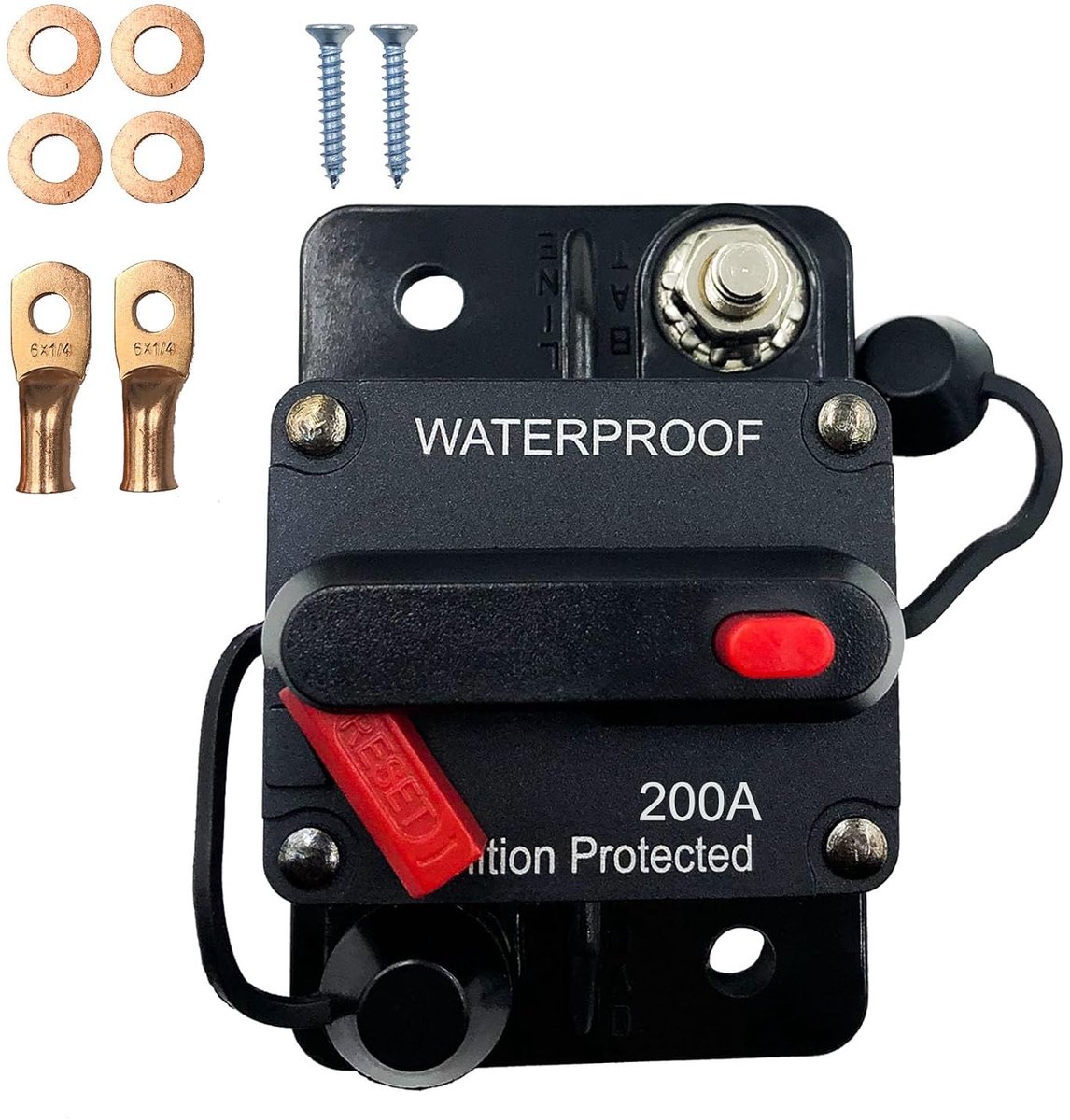 200A Car Circuit Breaker 12V-48V Waterproof Switchable Current Reset Inline Fuse Thermal for Car, Automotive, Marine - ShopVlot