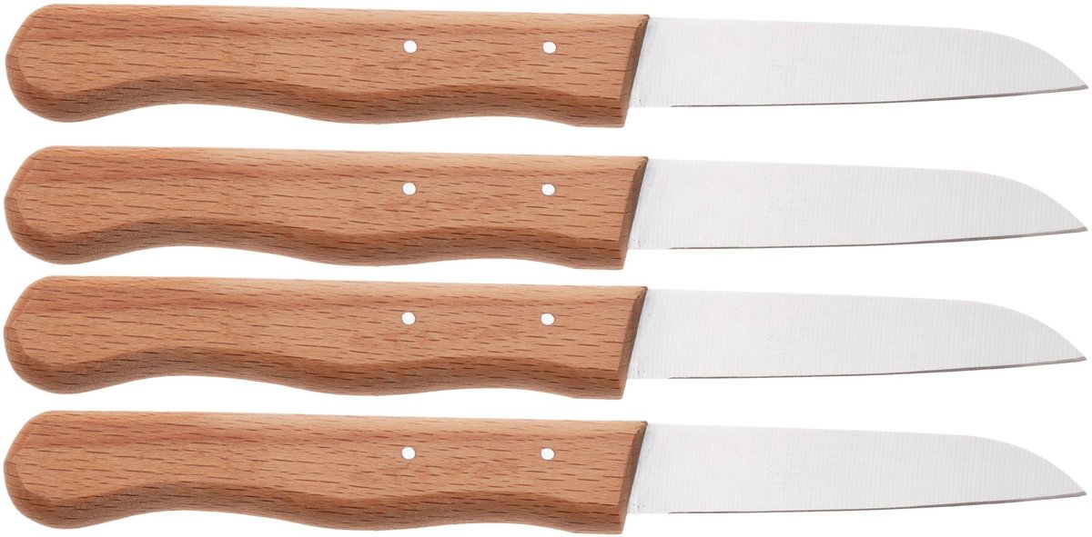 Knivesandtools Traditional Schilmessenset, 4-delig, Koolstofstaal, Beukenhout, Handgemaakt in Solingen