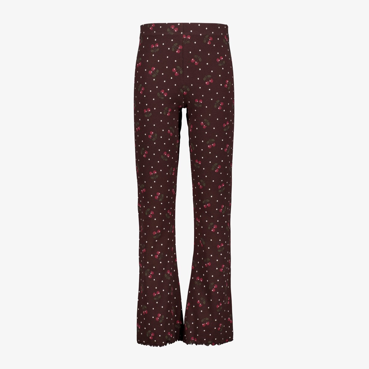 Name It meisjes flared broek met kersjes roodbruin - Maat 98