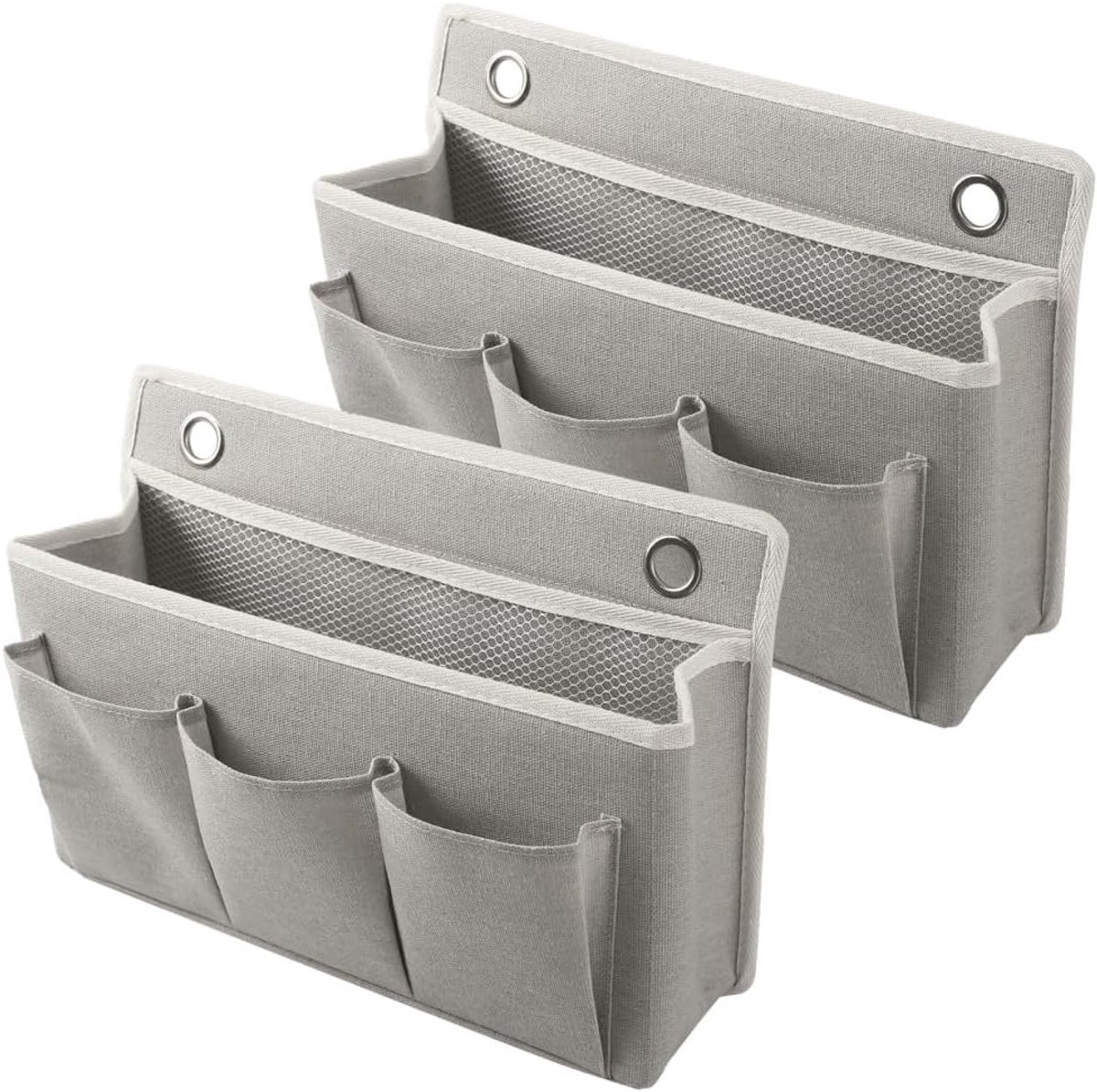 Wandopbergtas met zakken, 2 stuks hangende organizer voor deur en muur, katoen linnen, organizer voor slaapkamer, badkamer, hal en studentenhuis