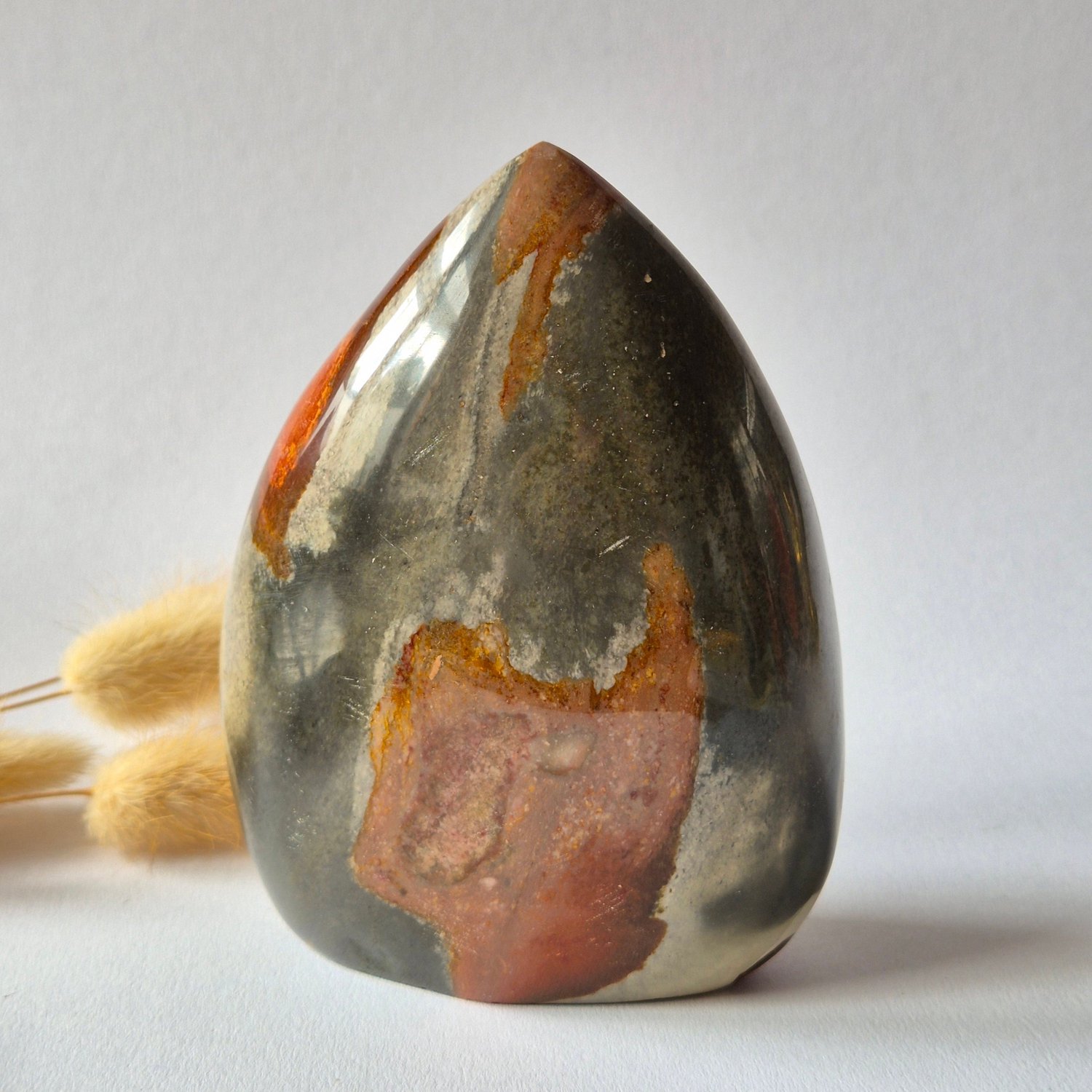 Moonlight Gemstones Ocean Jasper Polychroom Edelsteen Flame 591g – Rood Oranje Uniek Patroon Meerkleurig