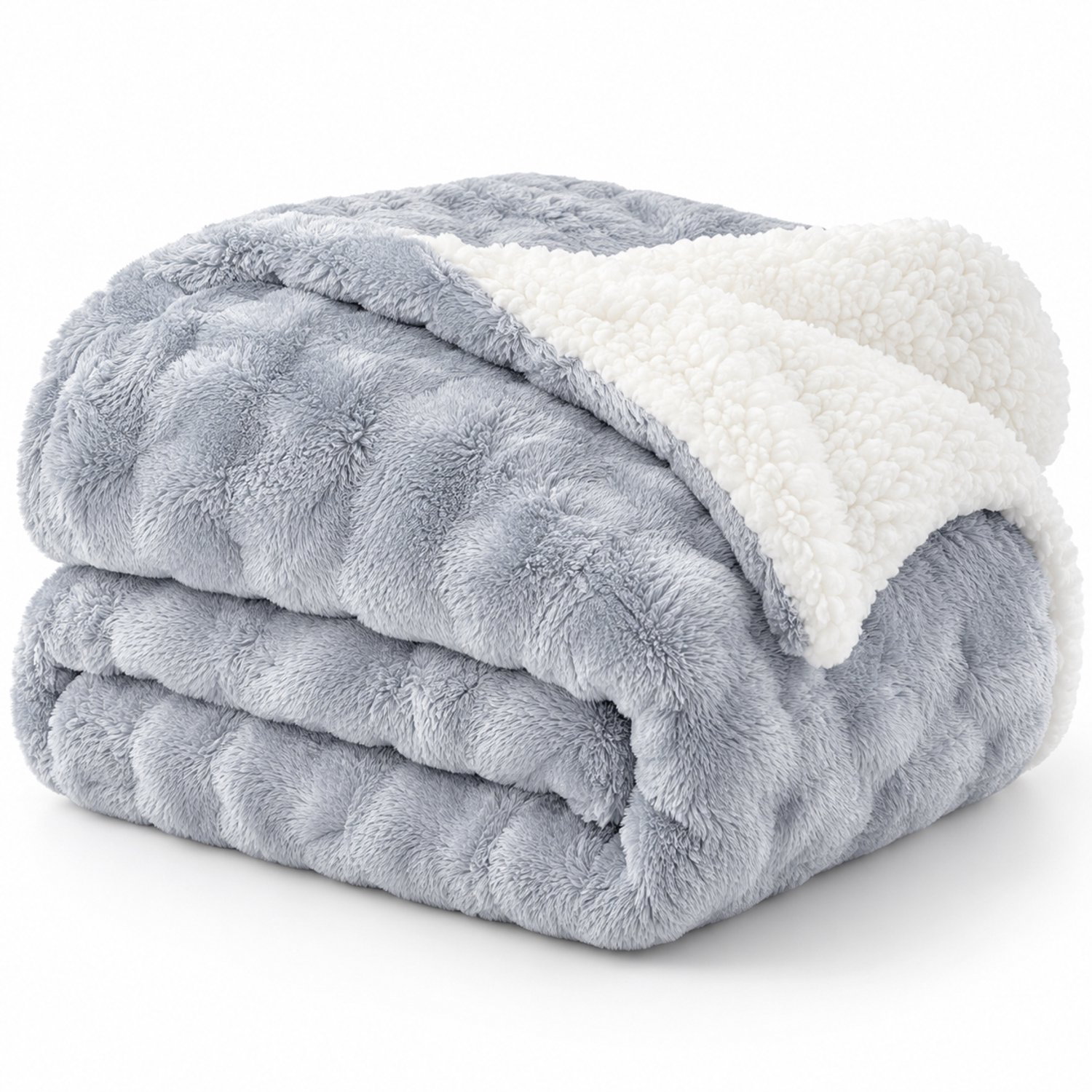 bedlin Fleece deken – plaid XL – 240x220cm – Scherpa Bubble Grijs