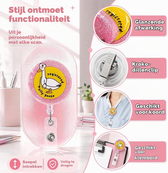 Schattige badge reels voor verpleegkundigen - 8 stuks, perfect als cadeau voor zorgprofessionals, met kleurrijke ontwerpen en praktische functionaliteit — afbeelding 2