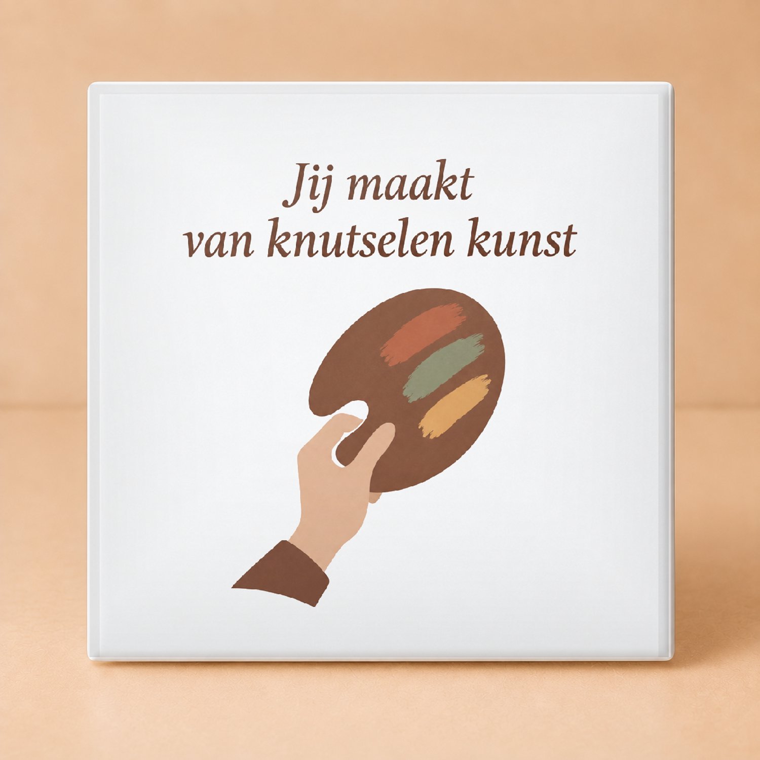 Bedruk King Sfeervolle vintage botanische Tegel – Kerstknutselkoningin van groep 3 met inspirerende quote voor creatievelingen - 11 x 11 cm Wit