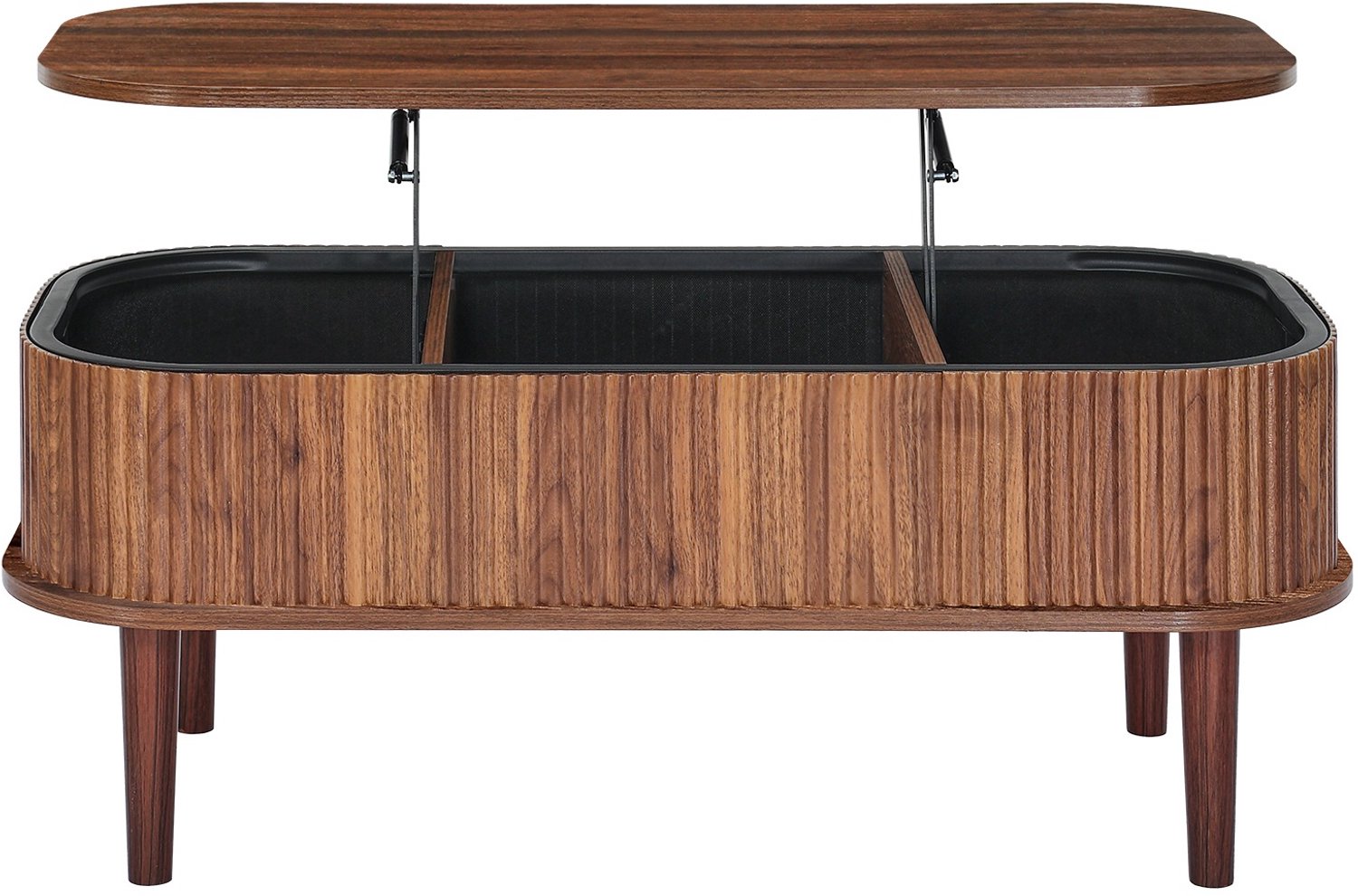 Mura Logistiek Mura Salontafel - Eettafel - Bijzettafel - Koffietafel - Coffee Table - Opklapbaar Tafelblad - 3 Opbergruimtes - Notenhout