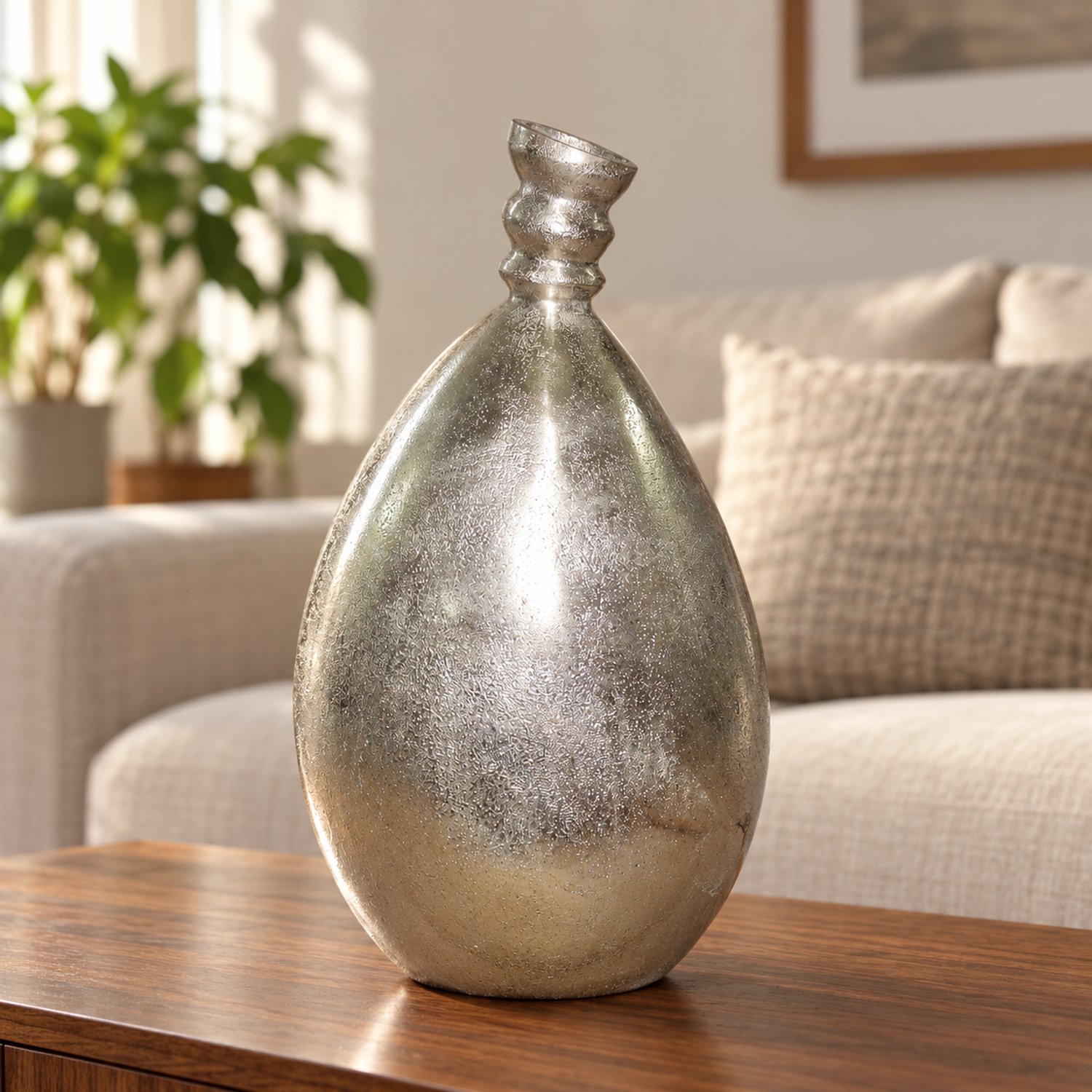 Hoppa! Bolvormige flesvaas - Zilver - 17 x 17 x 32 cm (B x D x H)