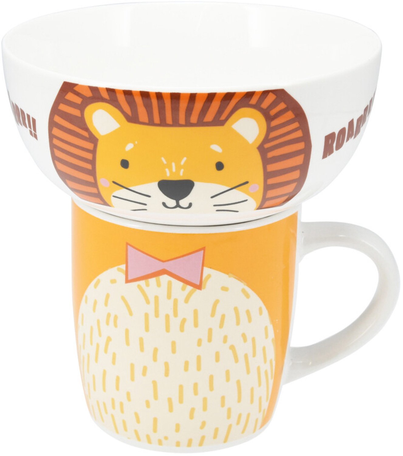 Siaki - Cadeauset voor een kind: kom en beker van porselein, 600 ml + 360 ml