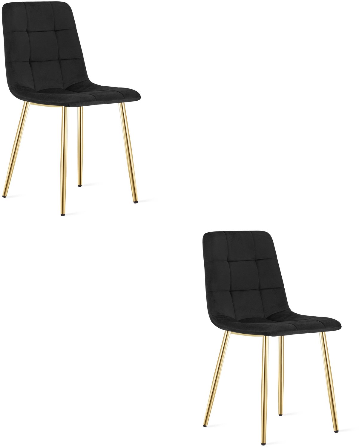 LEOBERT KARA Eetkamerstoelen – Set van 2 – Zwart Velvet – Goudkleurige Metalen Poten – Comfortabele Ergonomische Zitting – Modern Design – Velvet Stoel voor Woonkamer, Keuken en Eetkamer – Max. 110 kg per Stoel
