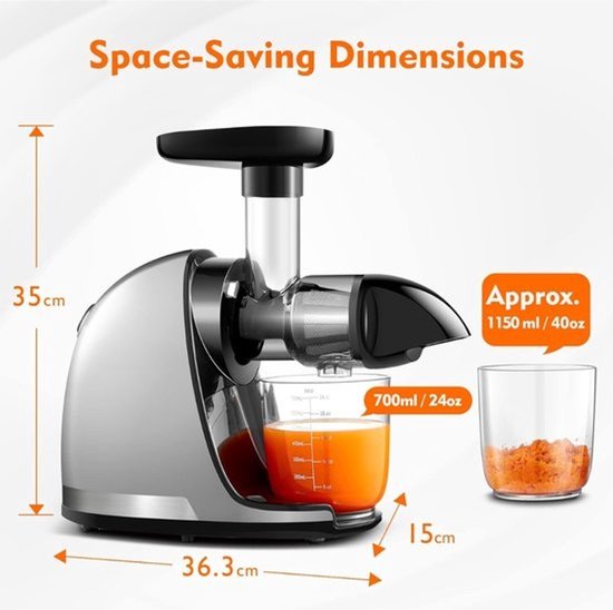 Slowjuicer - Sapcentrifuge - Pers voor groenten en fruit - Antidruppel - Juicer — afbeelding 3