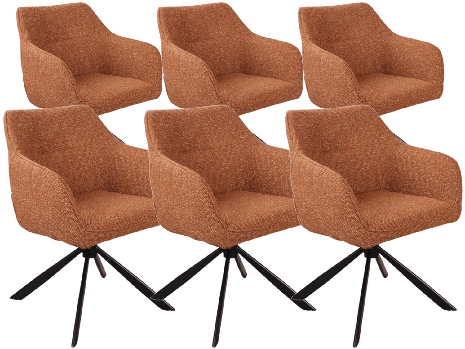 DS4U - - Seff armstoel met terugdraaifunctie - Set van 6 - Roestbruin - Stof