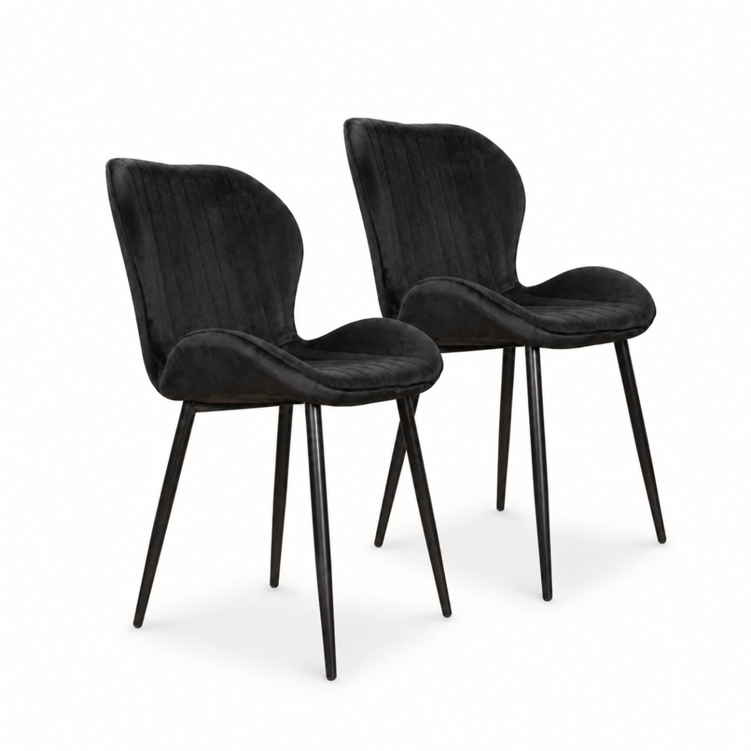 DS4U - - Giulia eetkamerstoel - Set van 2 - Zwart - Velvet - Zwart metalen poten
