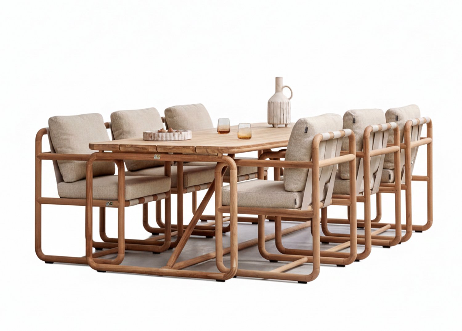 Apple Bee Dolce Salon de jardin 240 cm - 7 pièces - Teak - BEE Wett