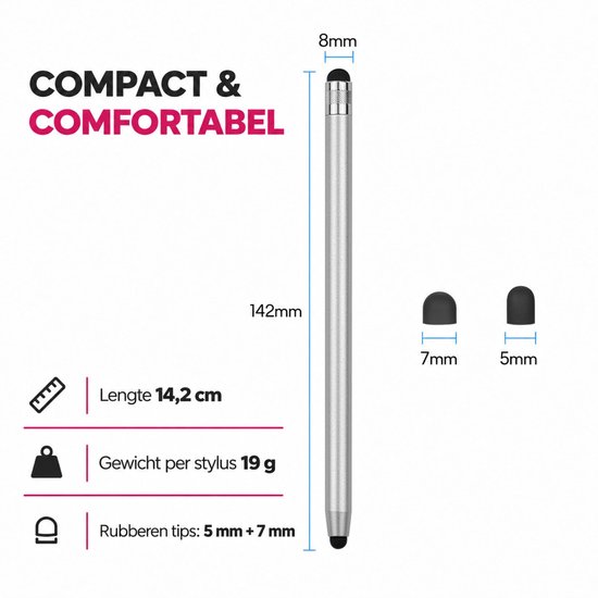 Casety 4 stuks stylus touchscreen pennetjes - Zilver — afbeelding 4