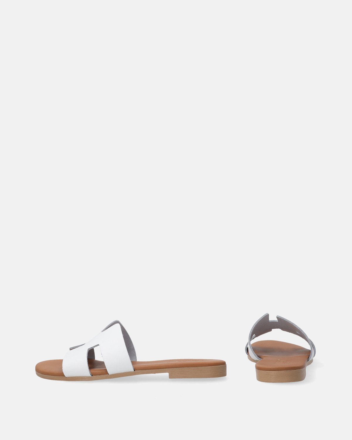 Witte leren slippers met uitgesneden bovenwerk - Maat 37