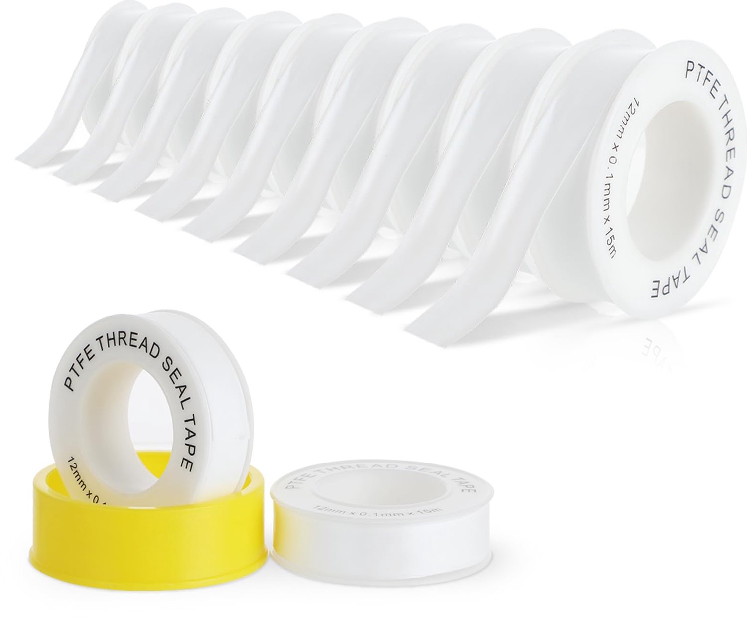 Schroefdraadafdichtband 12 mm x 15 m - PTFE afdichtingstape - waterdicht - ideaal voor buizen - m-winkel