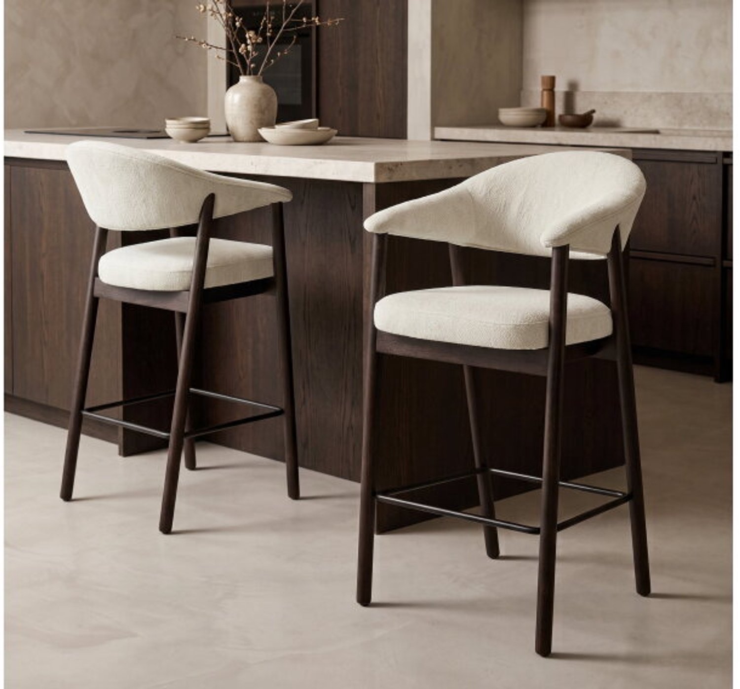 Barstoel Elk japandi - dark espresso eiken - 56x57x104 cm