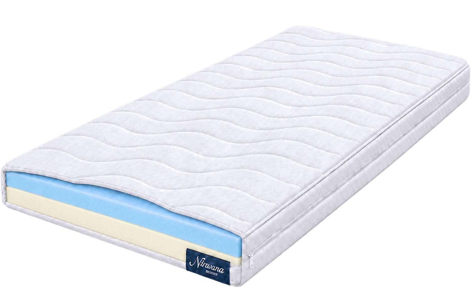 Nirwana Bedden DUO Topper 160x220 cm - 10 cm hoog - Traagschuim en Koudschuim - Zacht en Stevig Wit