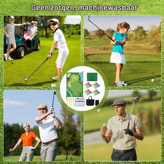 Golfset voor binnen en buiten, golfset met slagmat, 16 kleefballen, palen en scorebord voor thuis, tuin, kantoor of cadeau voor golfers — afbeelding 5