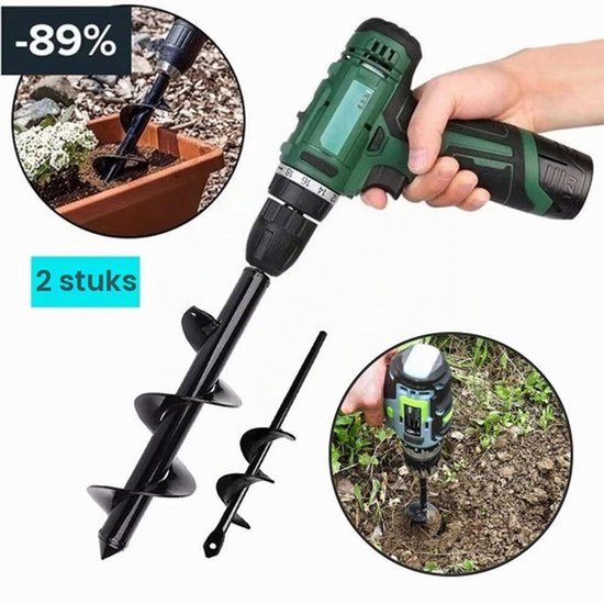 Tuin Slakken Spiraalboor, Tuinboor Grondboor voor Boormachine, Plantenboor voor Accuschroevendraaier, Bloem Plantenbakken voor het Graven van Gaten en Diep Cultiveren (8 x 30 cm en 4 x 22 cm) — afbeelding 5