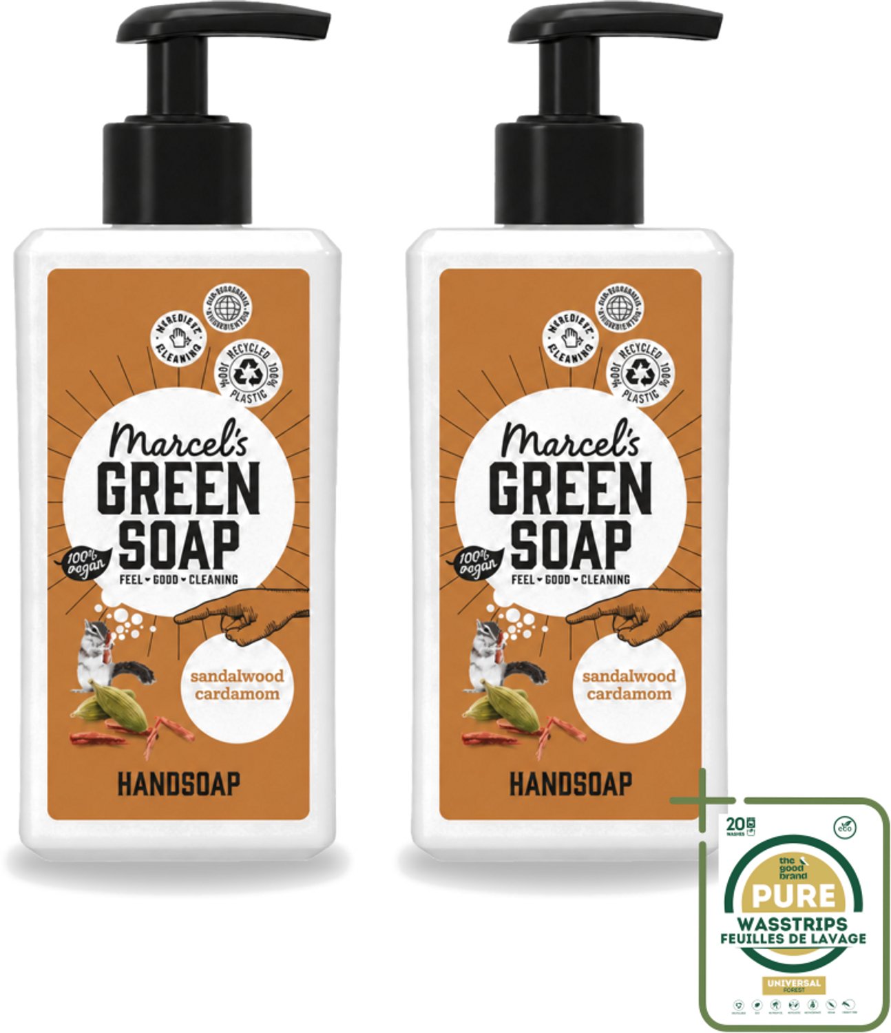 2 x Marcel’s Green Soap – Handzeep – Sandelhout & Kardemom – 250 ml - Wasstrips - Handzeep - Handzeep Sandelhout En Kardemom - Handzeep Lavendel En Kruidnagel - Natuurlijke Handzeep - Handzeep Met Geur
