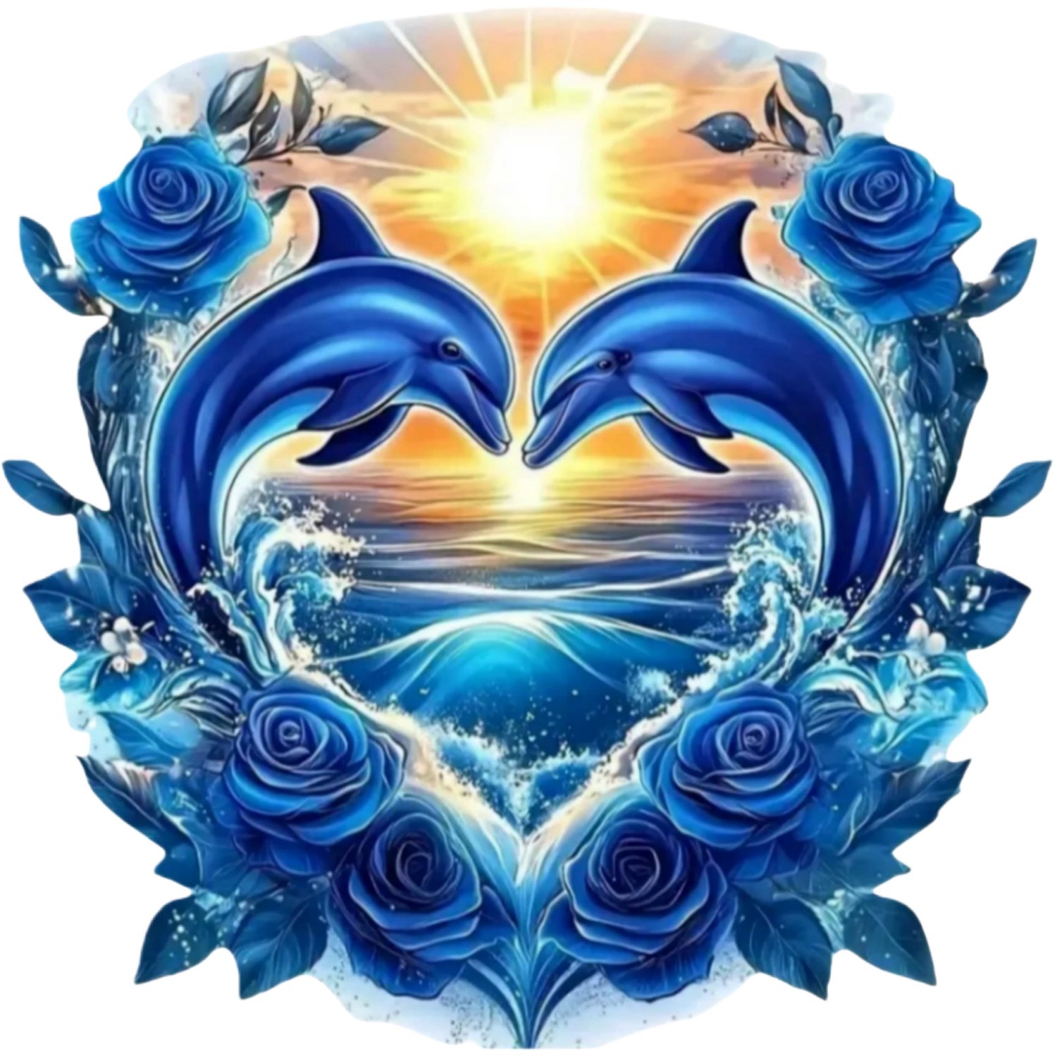 Blue Rose Dolphin Autostickers Set van 2