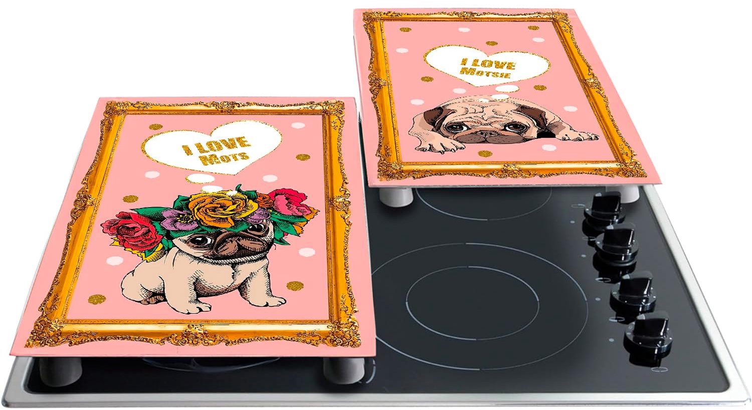 Glass Ceramic Stove Cover met Hond Ontwerp, 30 x 52 cm