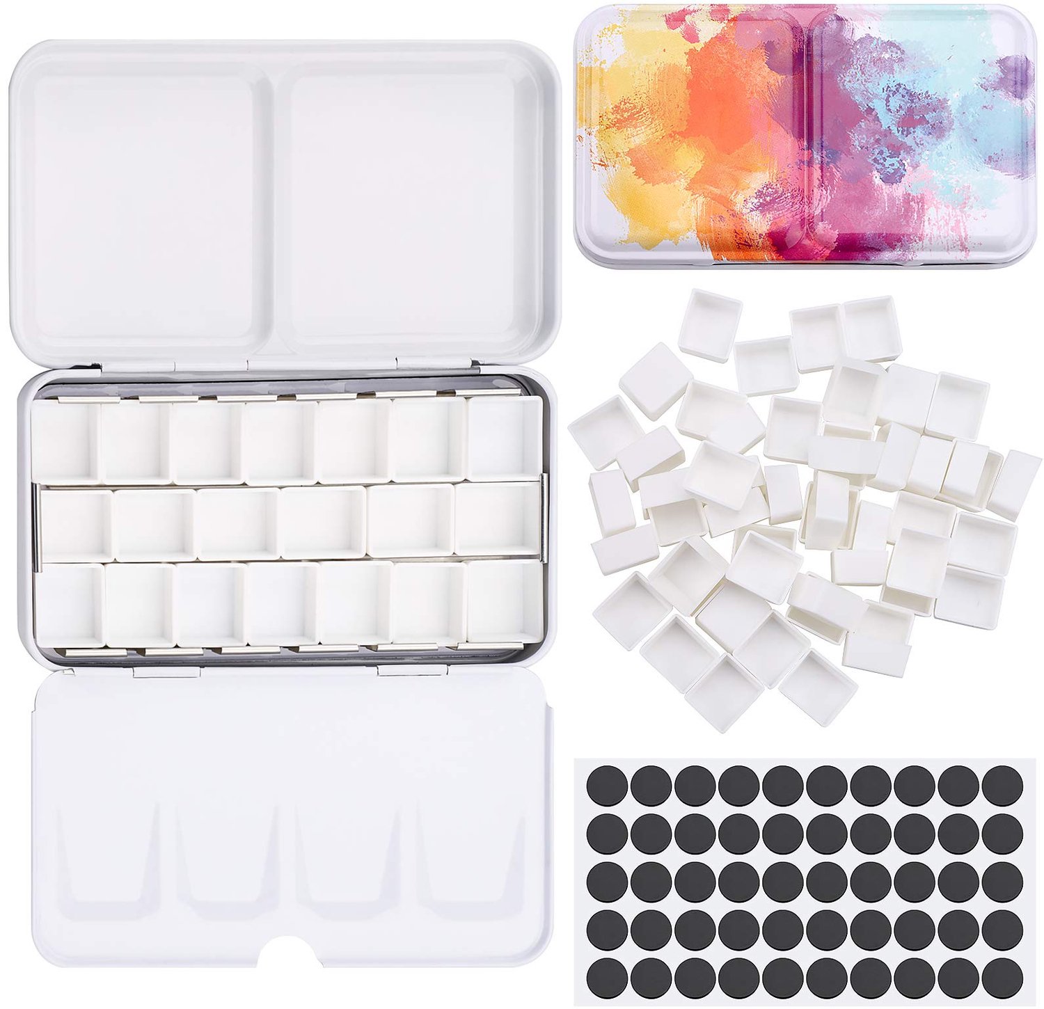 Lege Waterverf Palette met 50 Half Pans en Mengbox