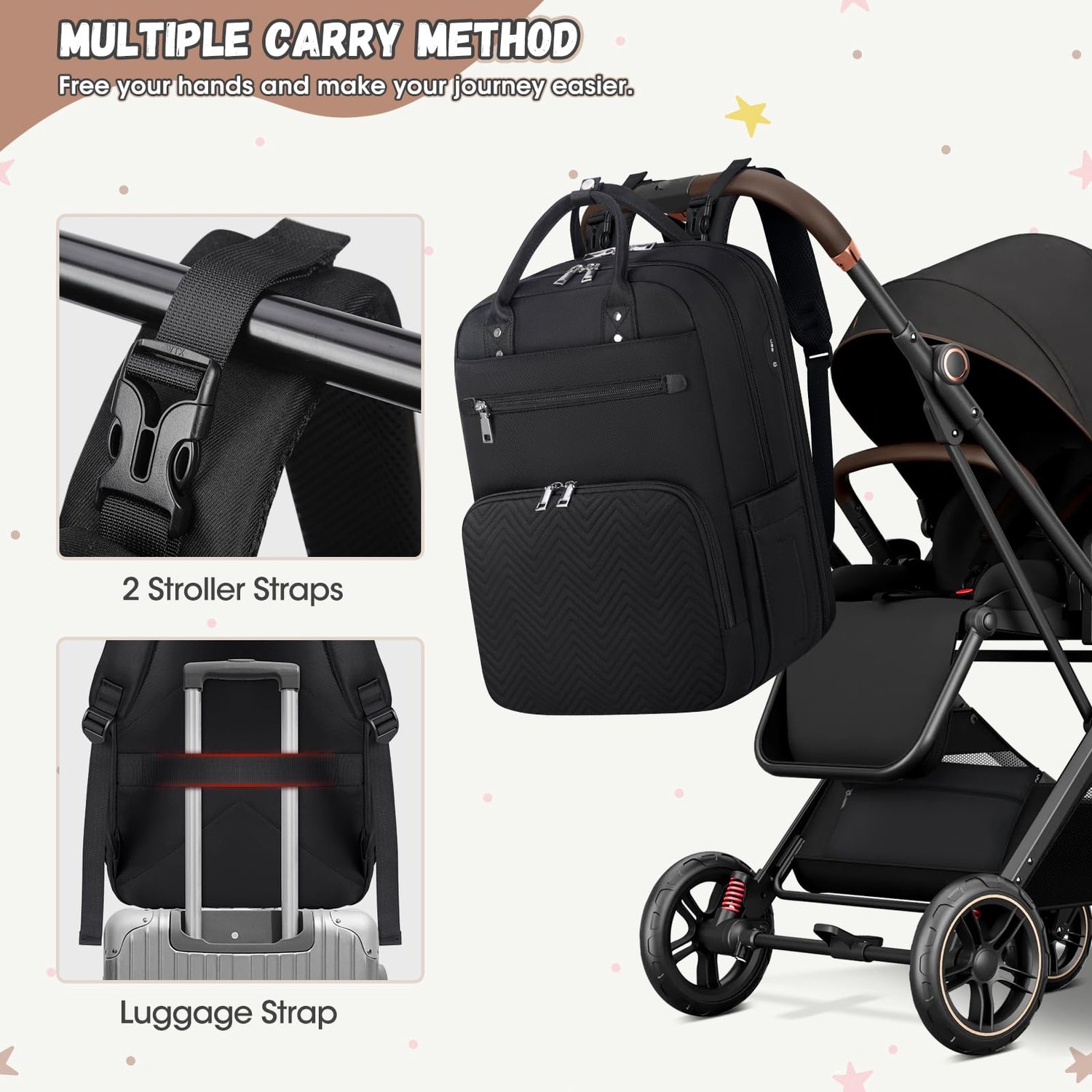 Dailygoods- Luiertas Groot - Multifunctioneel - Rugzak met Aankleedkussen - Waterdicht - 20 Compartimenten - Duurzaam Materiaal - Babytas – foto 2