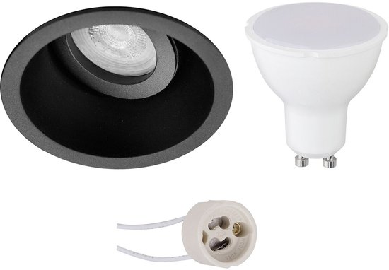 BES LED GU10 Inbouwspot Set - Mat Zwart - Inbouw Rond - Kantelbaar - Pragmi Zano Pro - 4W - Warm Wit 3000K - Ø93mm