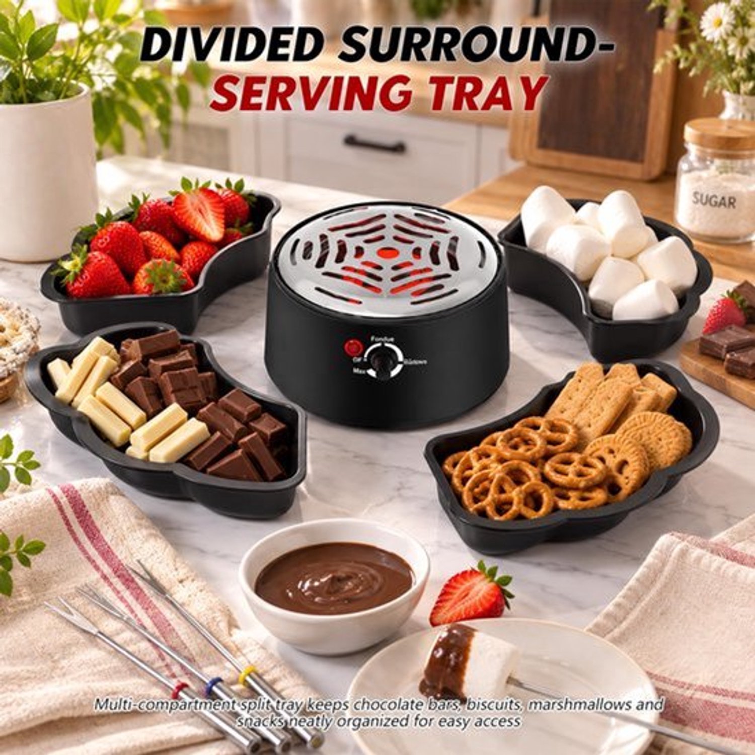 2-in-1 Chocoladefondueset, Elektrische Chocolade Fondue Set – foto 3