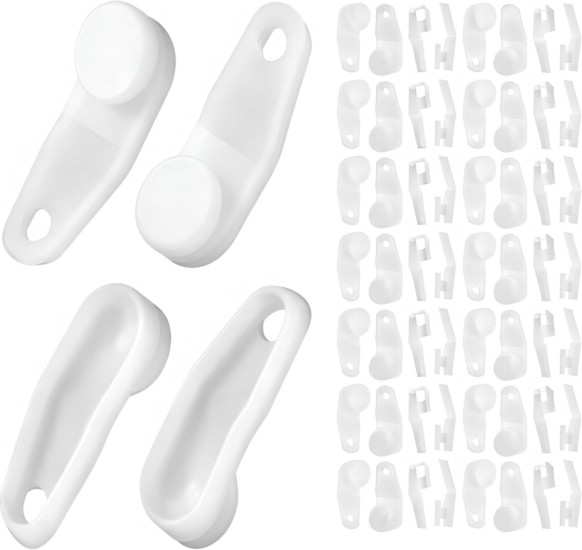 SnelShoppen - 50 Stuks Witte Plastic Gordijnrail Glijders - Gordijnhaakjes voor Raam en Douche - Lichtgewicht en Stevig - Perfect voor Thuisdecoratie