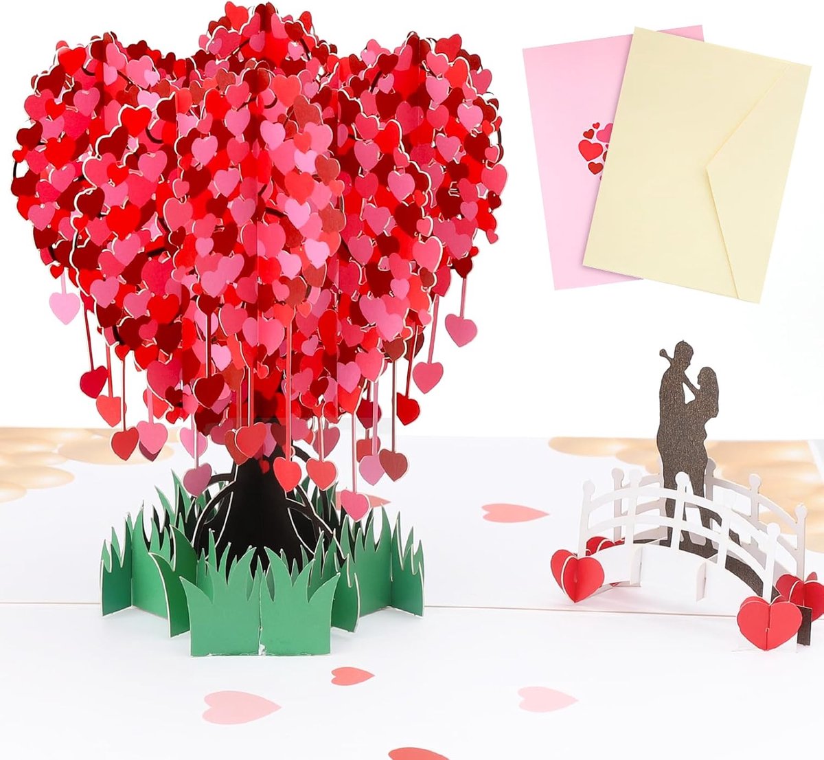 SnelShoppen - Verjaardagskaart pop-up 3D liefdesboom voor koppels - Gepersonaliseerde wenskaart voor Valentijnsdag, jubileum, liefde - Unieke kaart vo