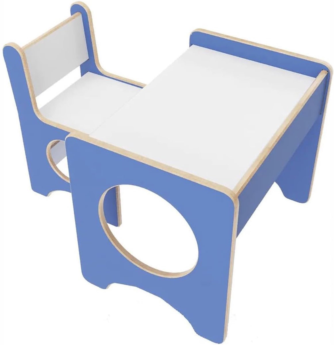 1 Stoel, Montessori Speeltafel, Kinderbureau Blauw