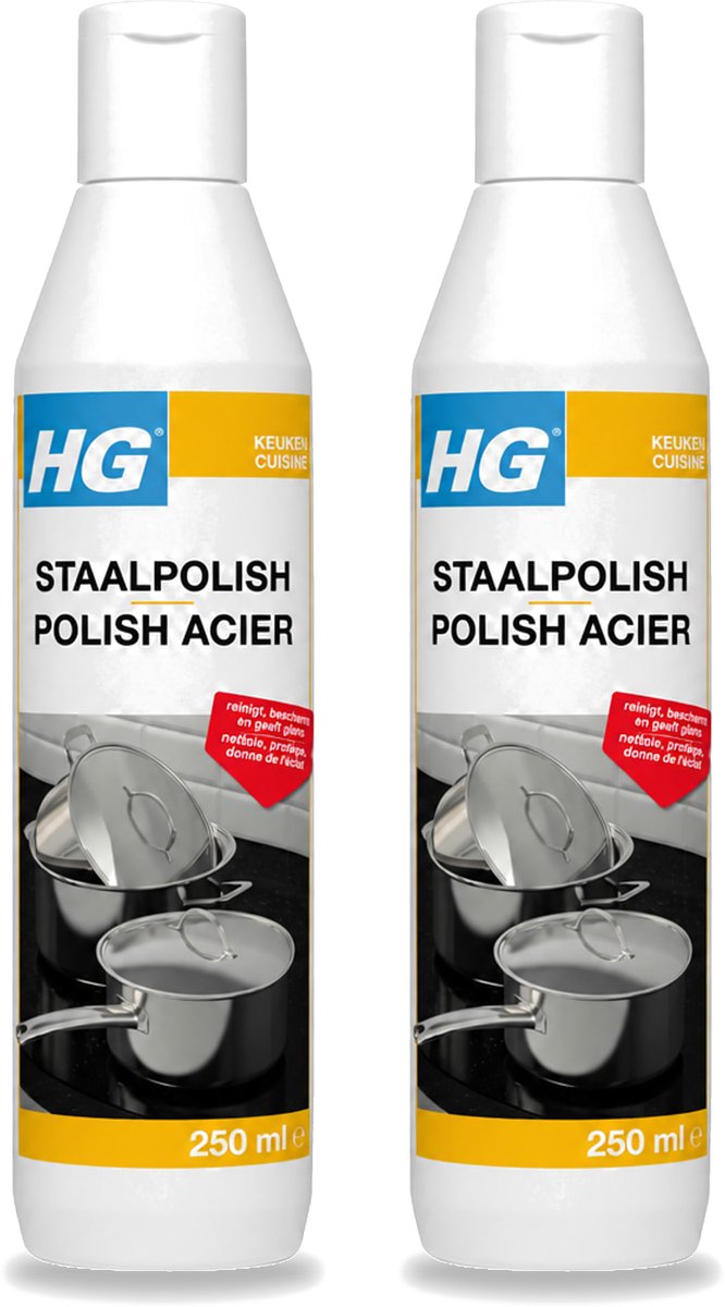 2 x HG - Staalpolish - Beschermt & Polijst RVS - 250 ml - Bulkverpakking - 2 stuks